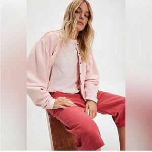 Free People Soft Pink Button-Up Top